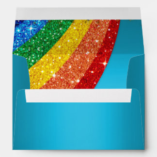 Glitter Rainbow Light Blue Unicorn Party Envelope