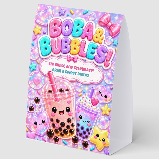 Glitter Rainbow Squishies Party Bubble Tea Drinks  (Front)