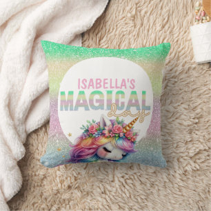Glitter rainbow unicorn magical cushion