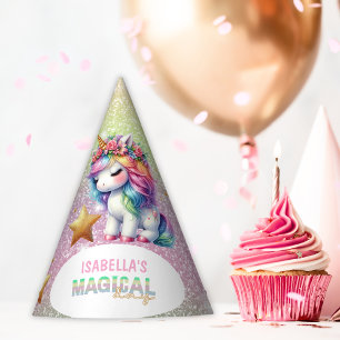 Glitter rainbow unicorn magical party hat