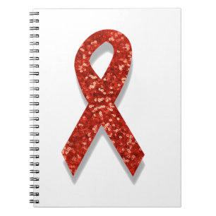 glitter red ribbon notebook