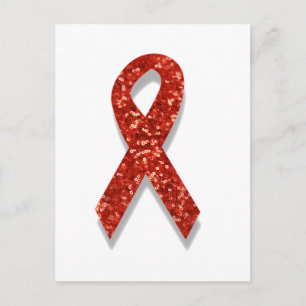glitter red ribbon postcard