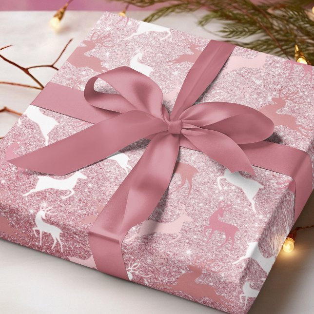 Glitter Reindeer Christmas Pattern  Wrapping Paper (Creator Uploaded)