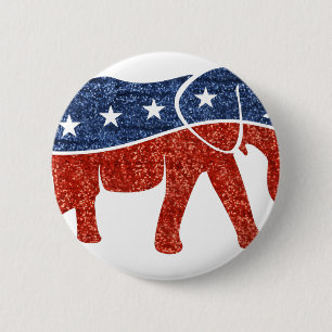 glitter republican elephant 6 cm round badge