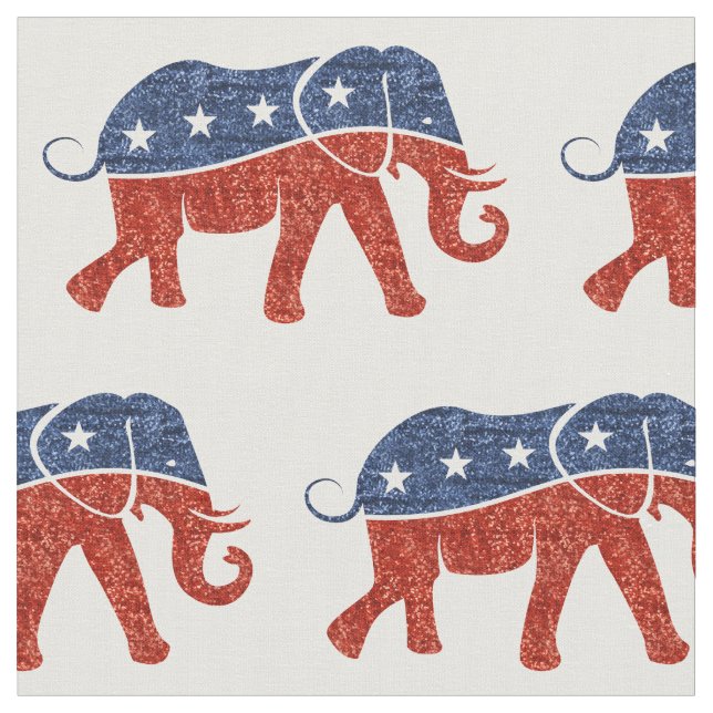 glitter republican elephant fabric (Close Up)