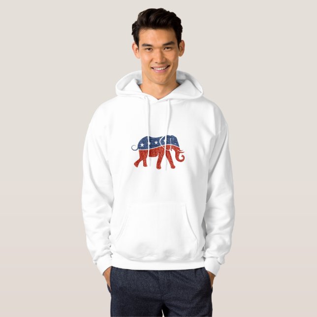 glitter republican elephant mens hoodie sweatshirt (Front Full)