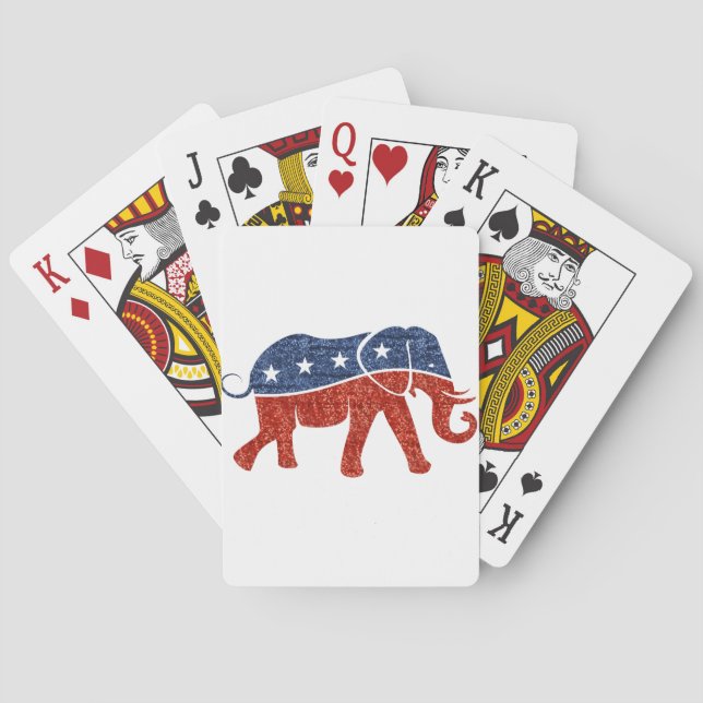 glitter republican elephant playing cards (Back)