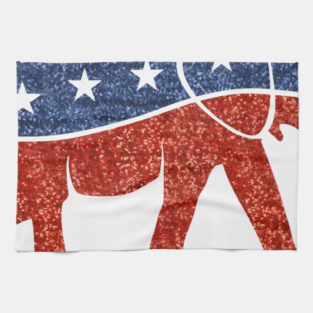 glitter republican elephant tea towel (Horizontal)