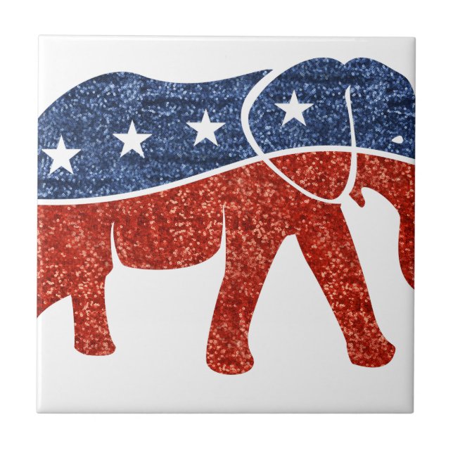 glitter republican elephant tile (Front)