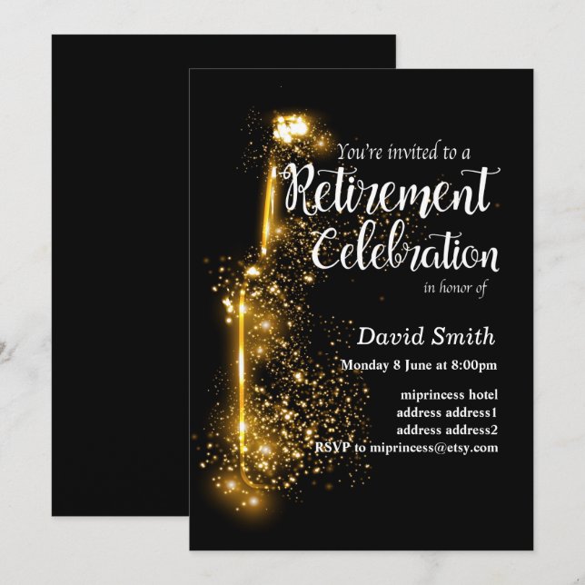 Glitter Retirement Celebration invitation (Front/Back)