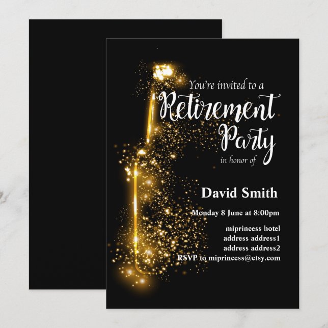 Glitter Retirement Party invitation (Front/Back)