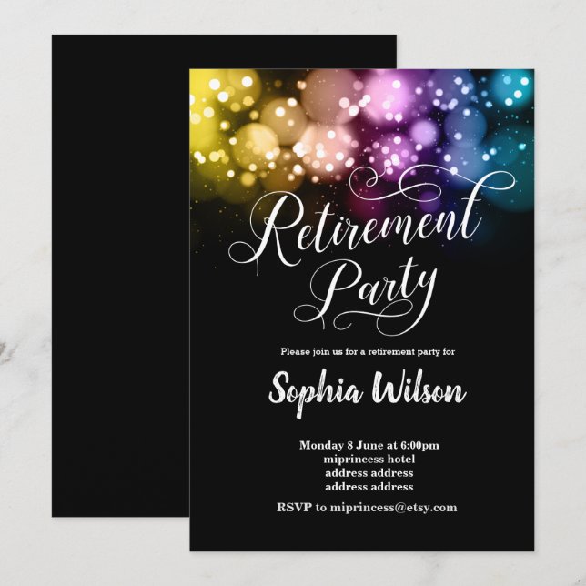 glitter Retirement Party invite (Front/Back)
