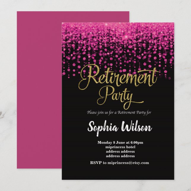 glitter Retirement Party invite (Front/Back)