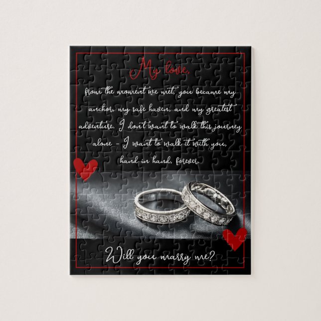 Glitter Rings Marriage Proposal Will You Marry Me Jigsaw Puzzle (Vertical)