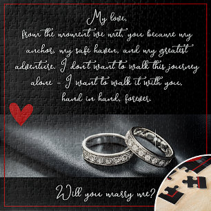 Glitter Rings Marriage Proposal Will You Marry Me Jigsaw Puzzle