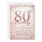 Glitter Rose Bold Calligraphy Modern 80th Birthday