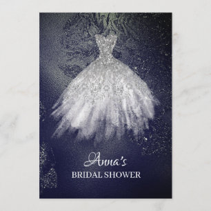 *~* Glitter Rose Bridal Dress Bridal Gown Shower Invitation