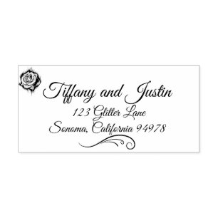 Glitter, Rose Diamonds & Bow Wedding Rubber Stamp