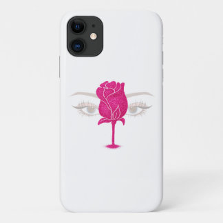 Glitter Rose Eyes Shirt | Pink Rose Aesthetic Tee iPhone 11 Case