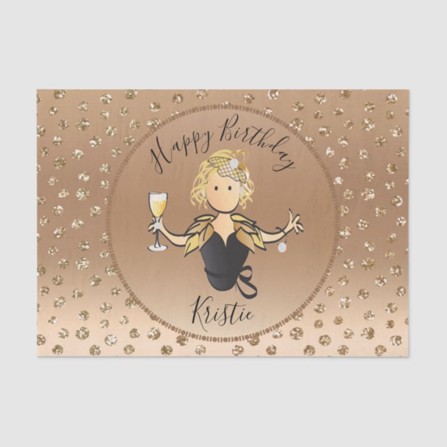 Glitter Rose Gold Birthday or Retirement Party  Tissue Paper (Front)