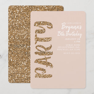Glitter Rose Gold Blush ANY AGE Birthday Party Invitation