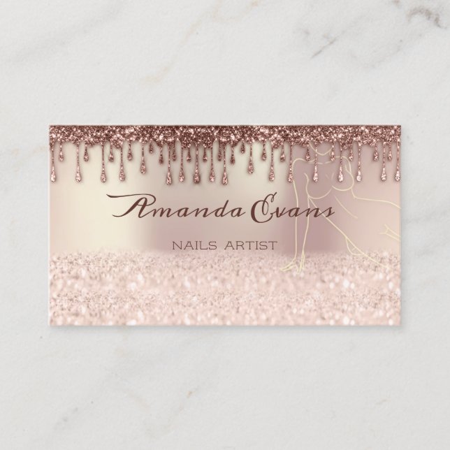 Glitter Rose Gold Body Shaping Appointment Card (Front)