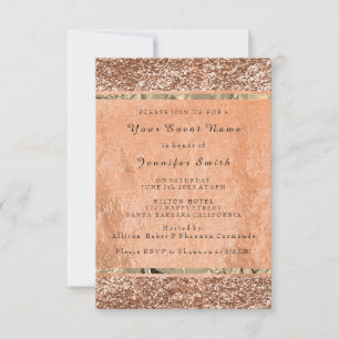 Glitter Rose Gold Copper Metallic Blush Bridal VIP Invitation