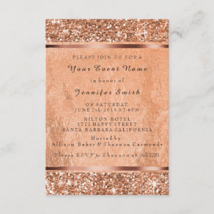 Glitter Rose Gold Copper Metallic Blush Sparkly Invitation