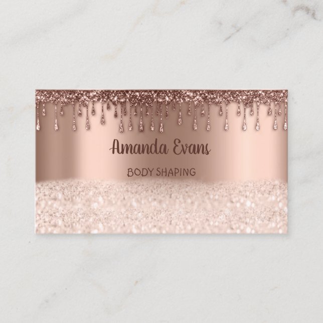 Glitter Rose Gold Cosmetics  SPA Studio Wellness Appointment Card (Front)