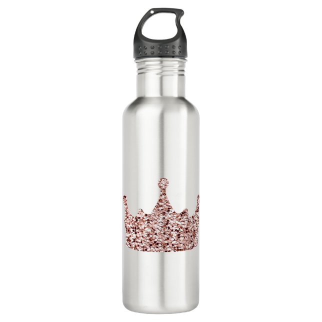 Glitter Rose Gold Crown Clipart Queen ClipartCrown 710 Ml Water Bottle (Front)