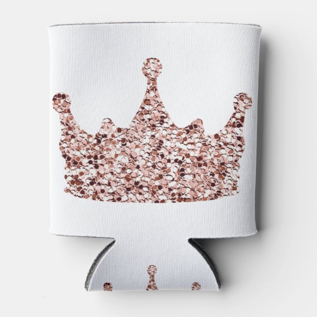 Glitter Rose Gold Crown Clipart Queen ClipartCrown Can Cooler (Front)