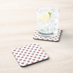 Glitter Rose Gold Hearts White Background Coaster
