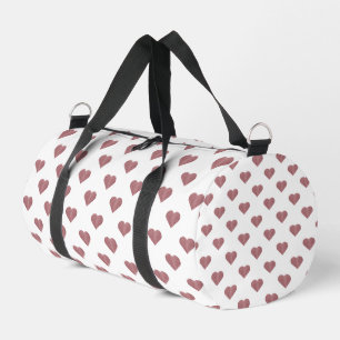 Glitter Rose Gold Hearts White Background Duffle Bag
