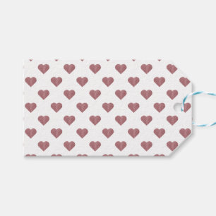 Glitter Rose Gold Hearts White Background Gift Tags