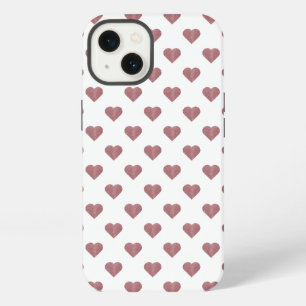 Glitter Rose Gold Hearts White Background iPhone 13 Case