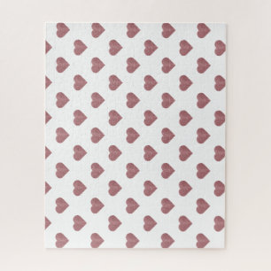 Glitter Rose Gold Hearts White Background Jigsaw Puzzle