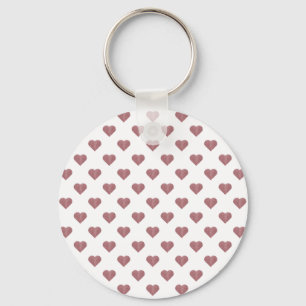Glitter Rose Gold Hearts White Background Key Ring