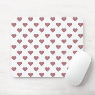 Glitter Rose Gold Hearts White Background Mouse Mat