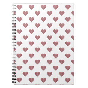 Glitter Rose Gold Hearts White Background Notebook