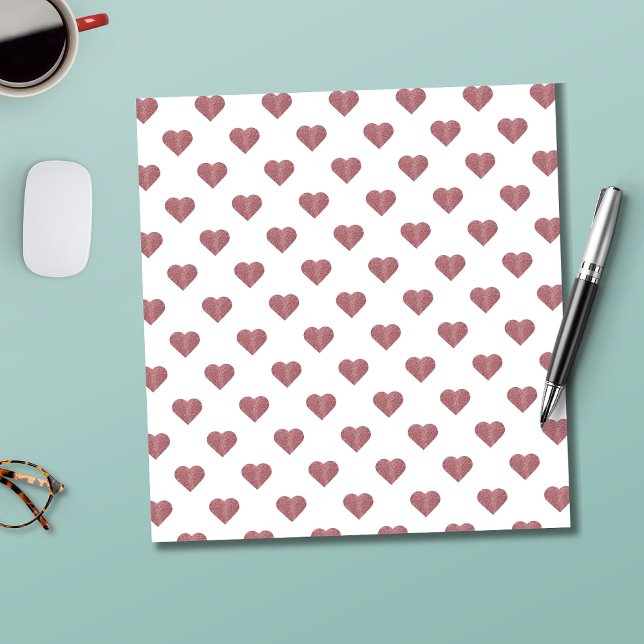 Glitter Rose Gold Hearts White Background Notepad (Creator Uploaded)