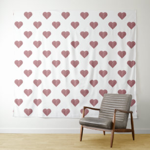 Glitter Rose Gold Hearts White Background Tapestry