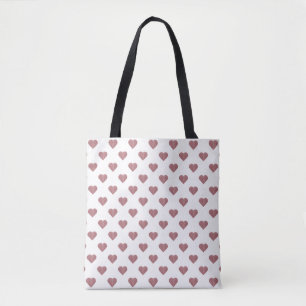 Glitter Rose Gold Hearts White Background Tote Bag
