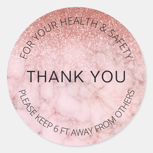 Glitter Rose Gold Marble Beauty Salon Classic Round Sticker (Front)