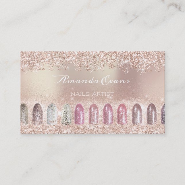 Glitter Rose Gold Nail Artist Appointment Manicure (Front)