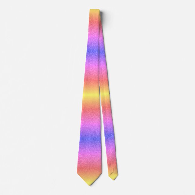 Glitter Rose Gold Pink Purple Yellow Ombre Gift Tie (Front)