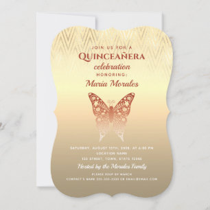 Glitter Rose Gold Quinceanera Invitation