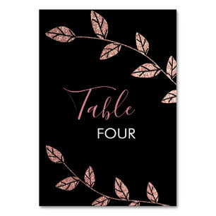 Glitter Rose Gold Twine Glam Black Table Number
