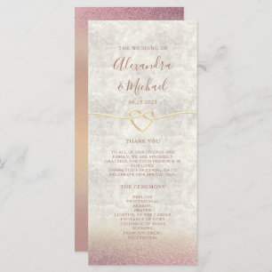 Glitter Rose Gold Wedding Program