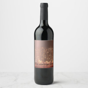 Glitter rose gold wine label