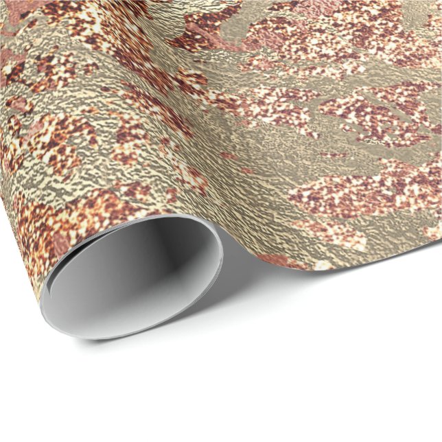 Glitter Rose Molten Copper Gold Marble Metallic Wrapping Paper (Roll Corner)